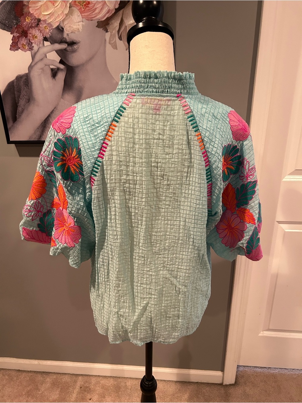 THML Aqua Embroidered Floral Tunic Top - Picture 7 of 8
